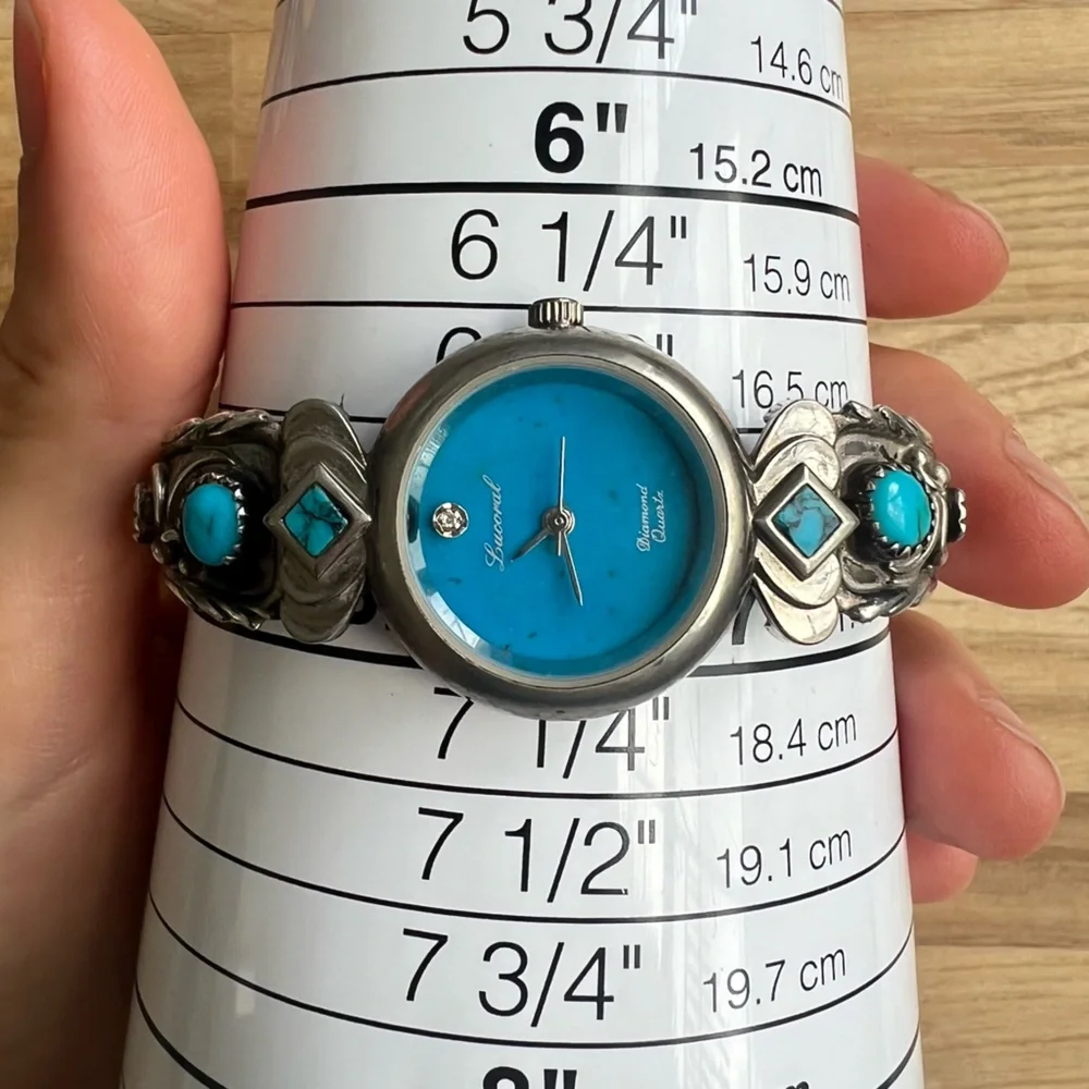 Lucoral ladies Sterling silver Native American watch wings turquoise watch